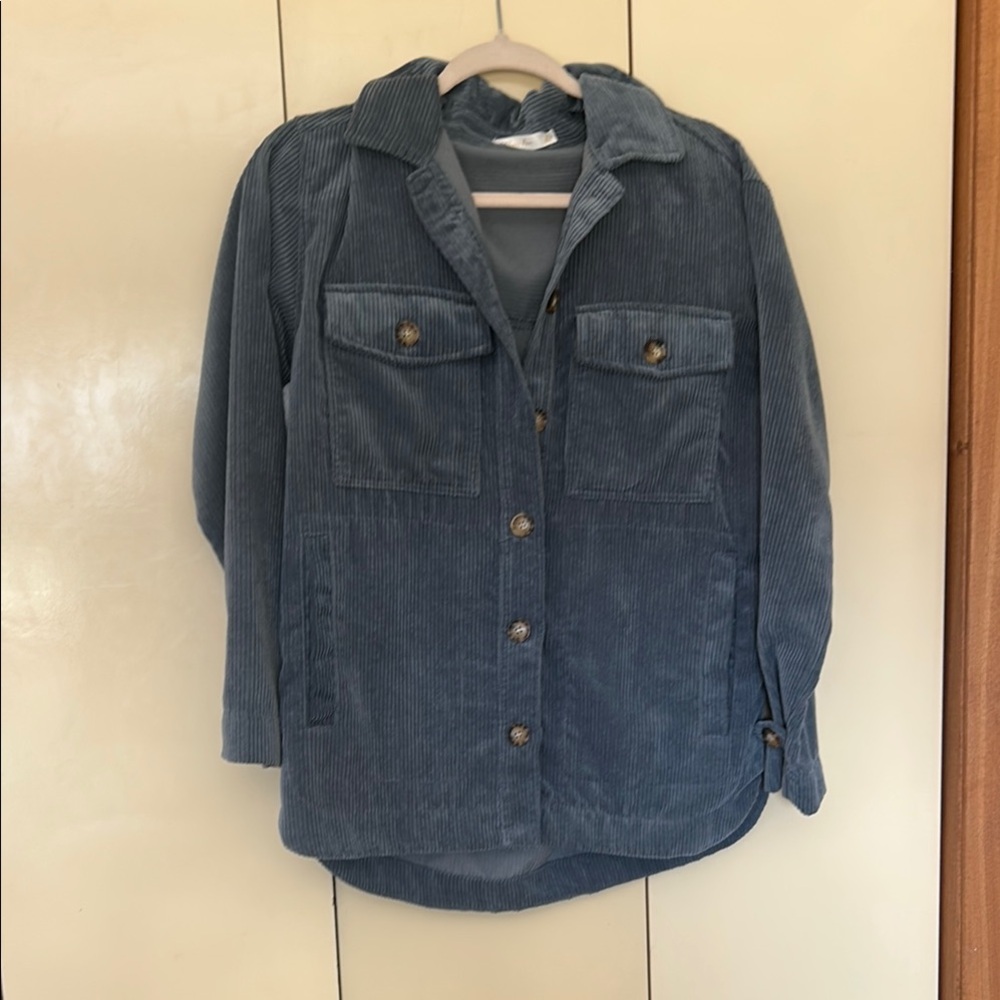 Blue Corduroy Jacket with Button Front